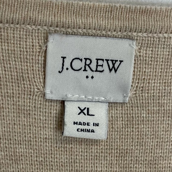 J Crew Collarless Sweater Blazer Womens XL Tan Beige Cardigan Open Front Pockets - Picture 5 of 10